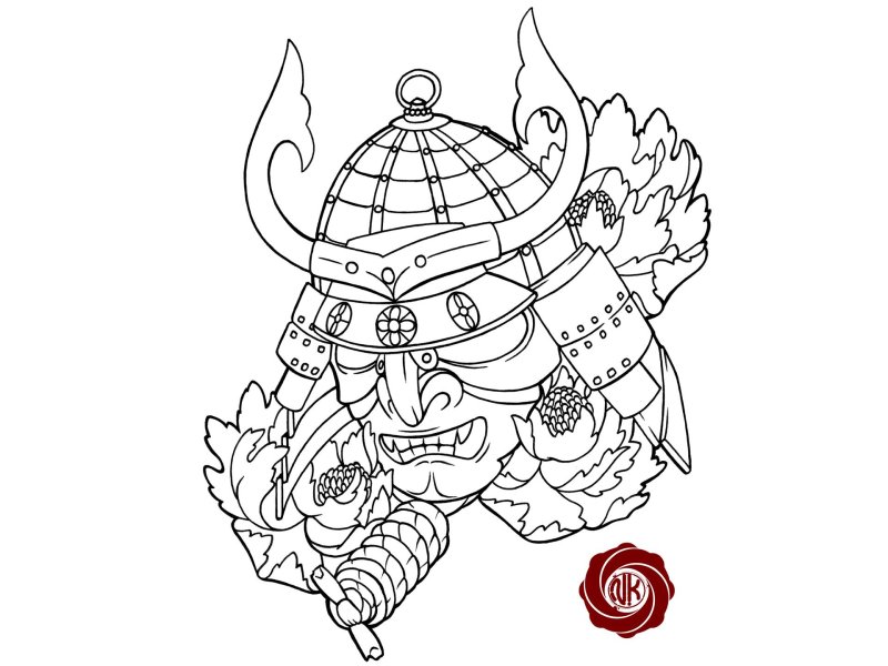 эскиз самурай