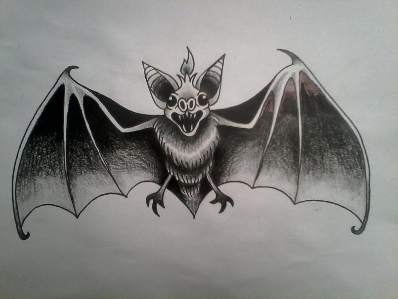 эскиз тату летучая мышь