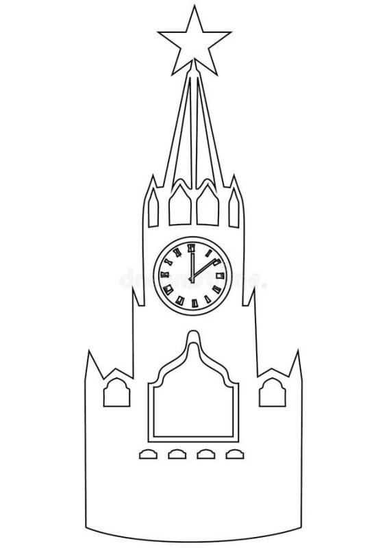 Спасская башня Кремля рисование