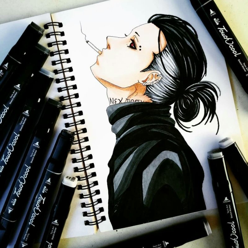 Аниме черной ручкой