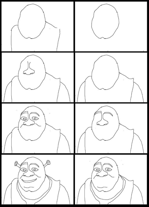 Шрек рисунок лёгкий