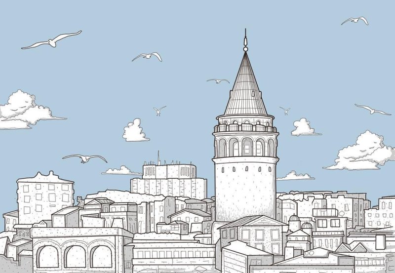 Галатская башня рисунок