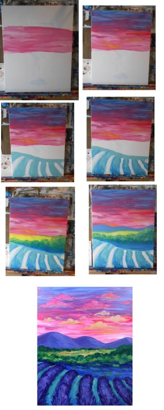 лёгкий пейзаж гуашью