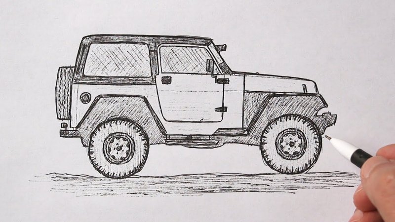 Внедорожник рисунок карандашом