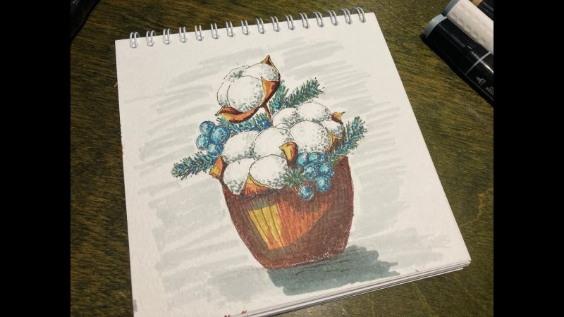 Рисуем фломастерами. Зима