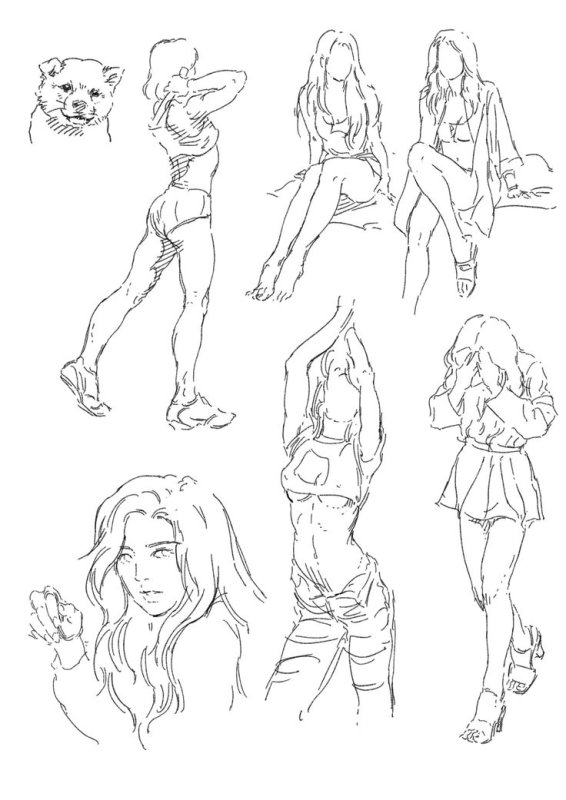 рисунки позы девушек