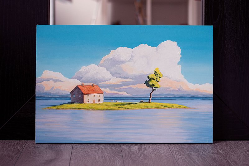 Пейзаж акриловыми красками на холсте