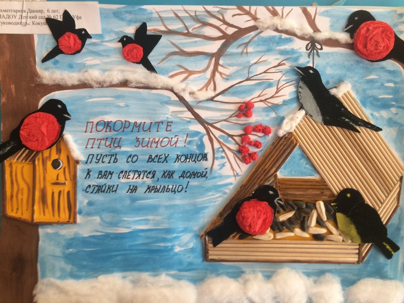 Плакат Покормите птиц зимой