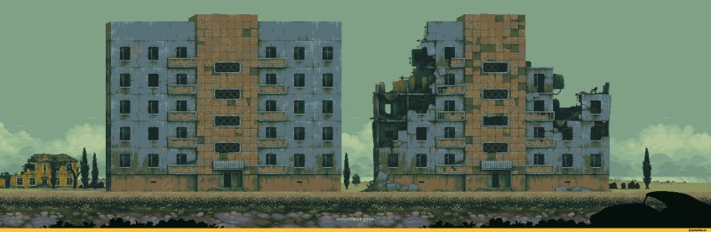 Пиксель арт панельный дом