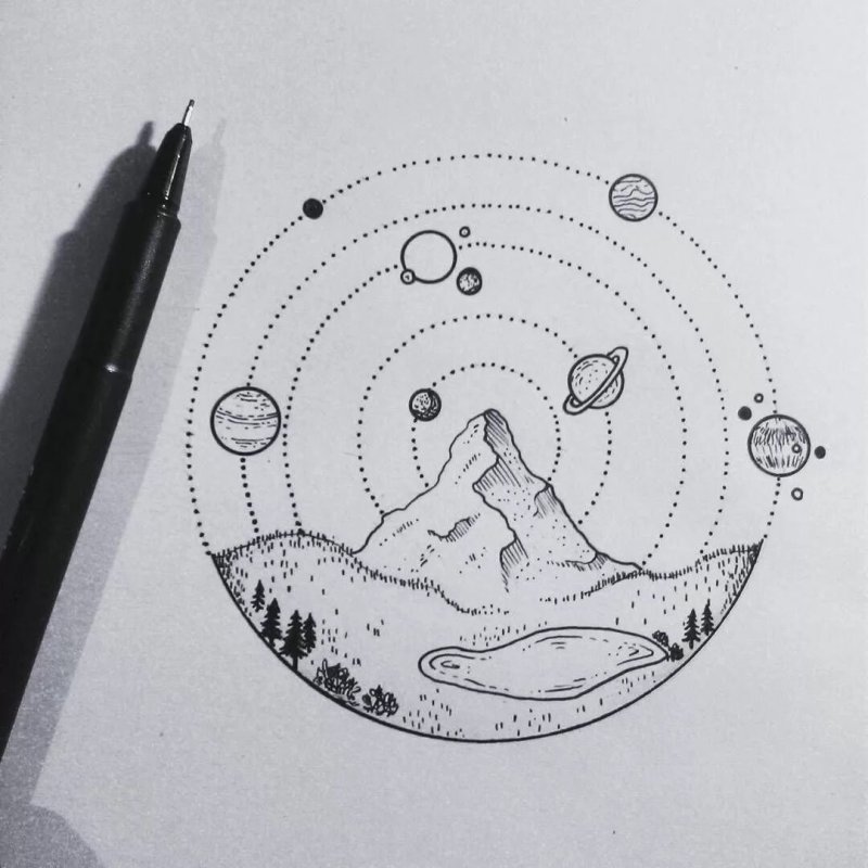 Рисунок космос для срисовки