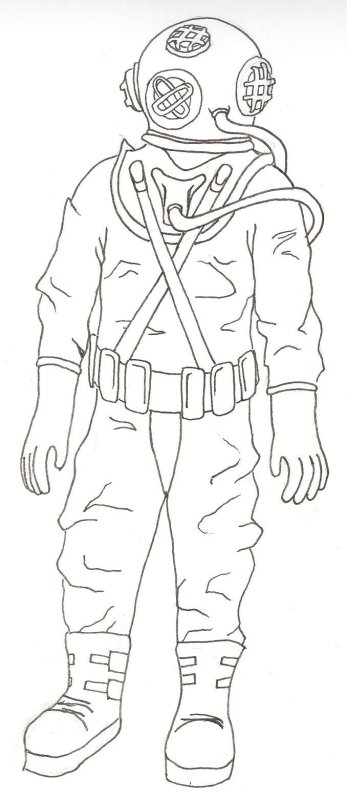 Водолаз раскраска