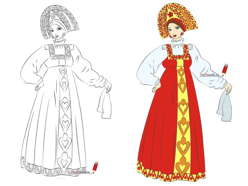 Народный костюм рисунок