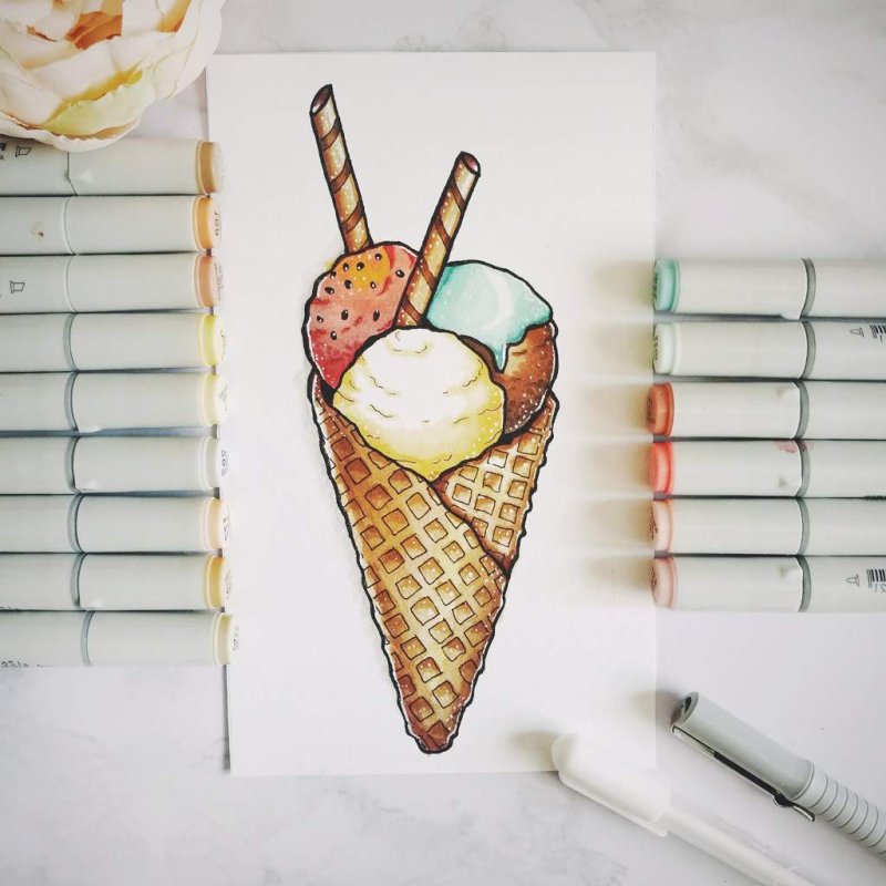 рисунок мороженого для срисовки