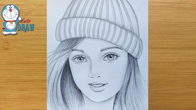 Девушка карандашом