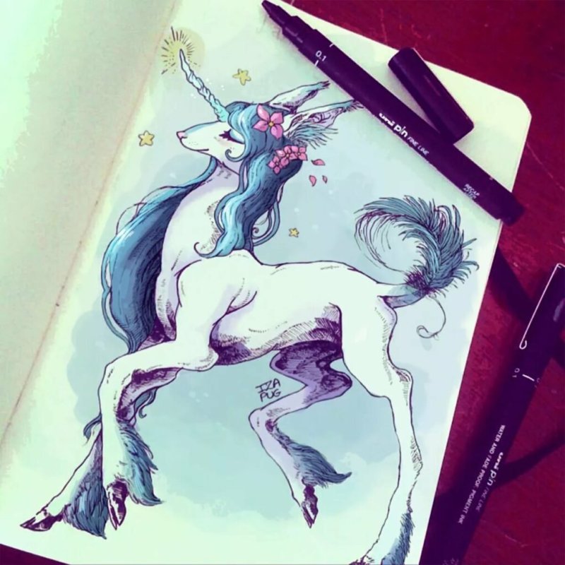 Рисунки для скетчбука Единорог