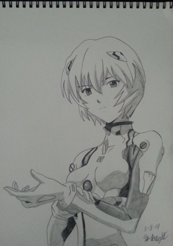 Аянами Рей арт карандашом