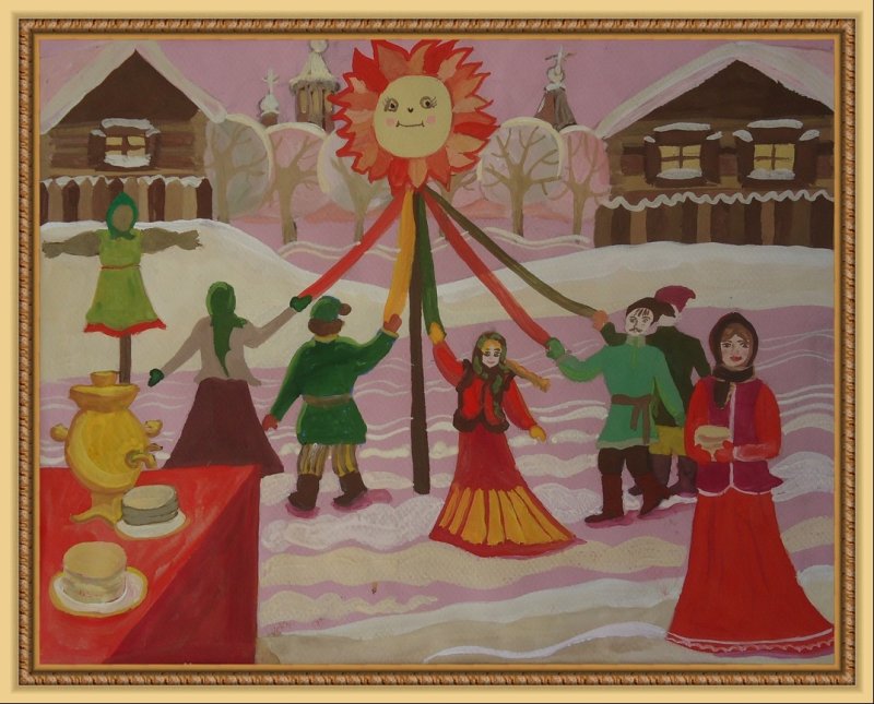 Масленица детские рисунки