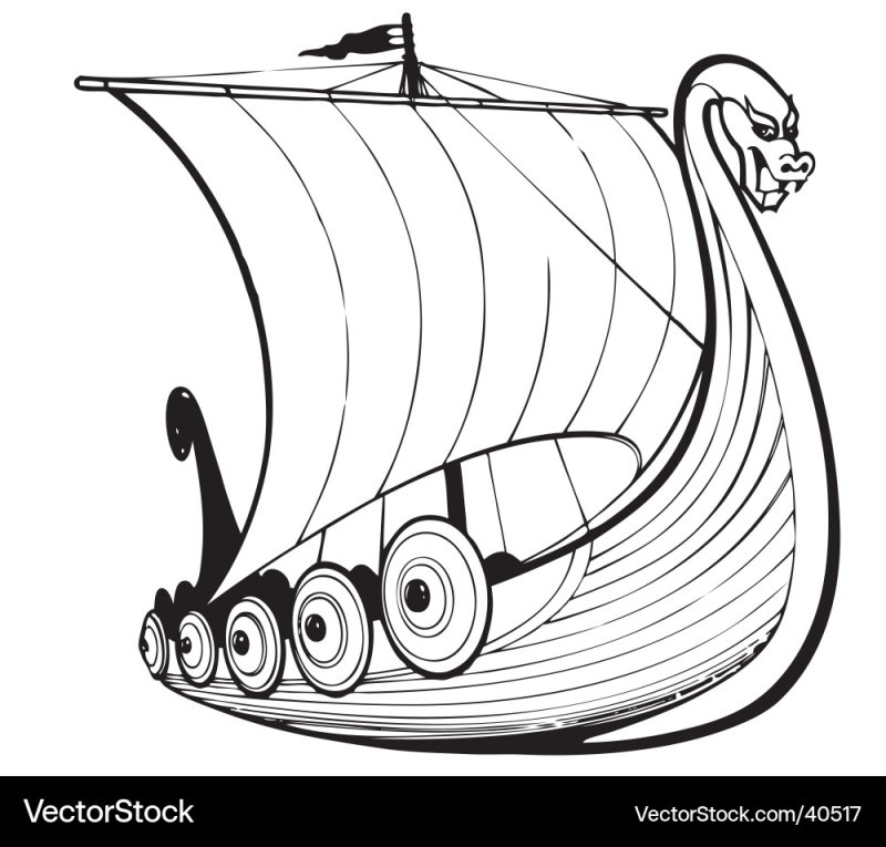 Ладья викингов вектор