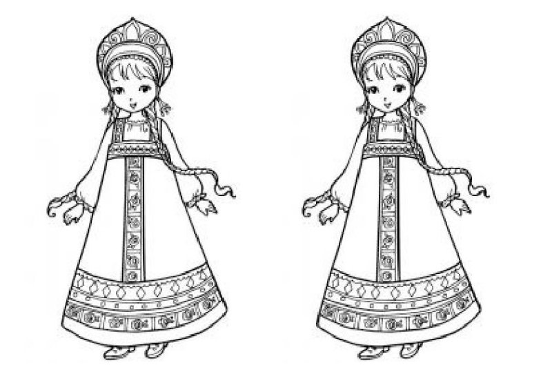 Национальный костюм раскраска