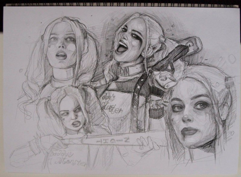 Харли Квинн рисунок карандашом