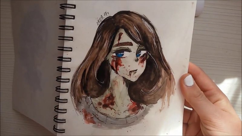 Рисунки с кровью в скетчбуке легкие