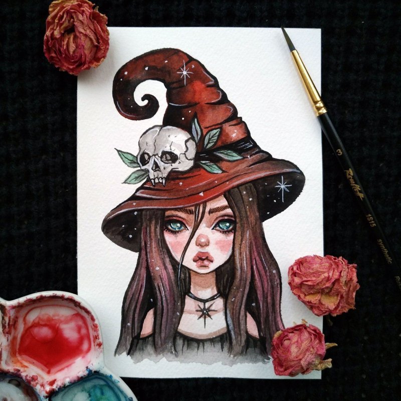 Ведьма скетч маркерами