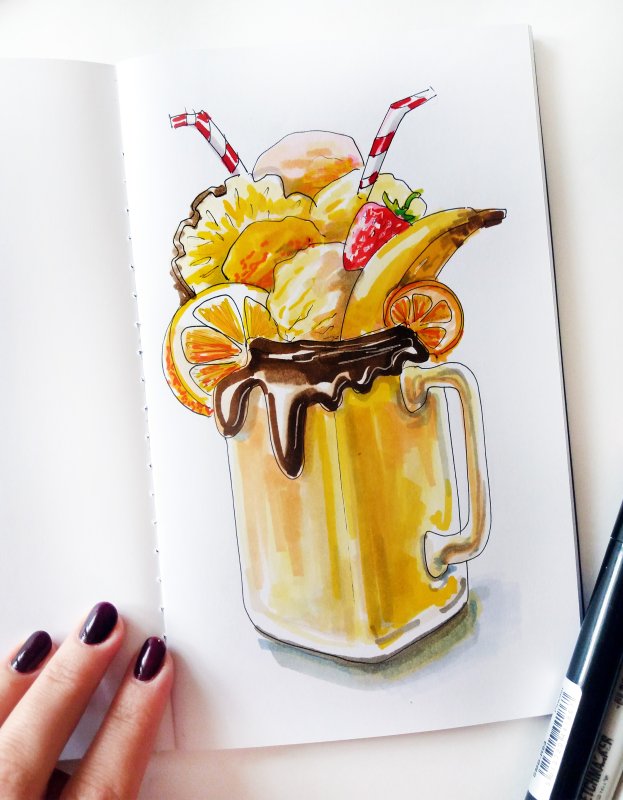 скетчинг маркерами лизы красновой