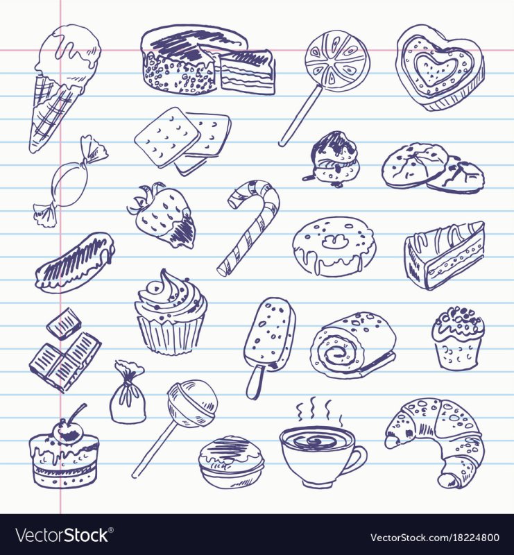 Рисунки сладостей карандашом