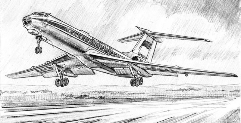Самолет ту 154 рисунок