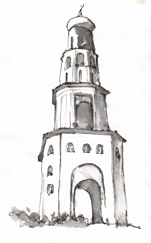 Церковная колокольня рисунок