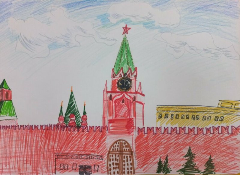 Красная площадь Москва рисунок