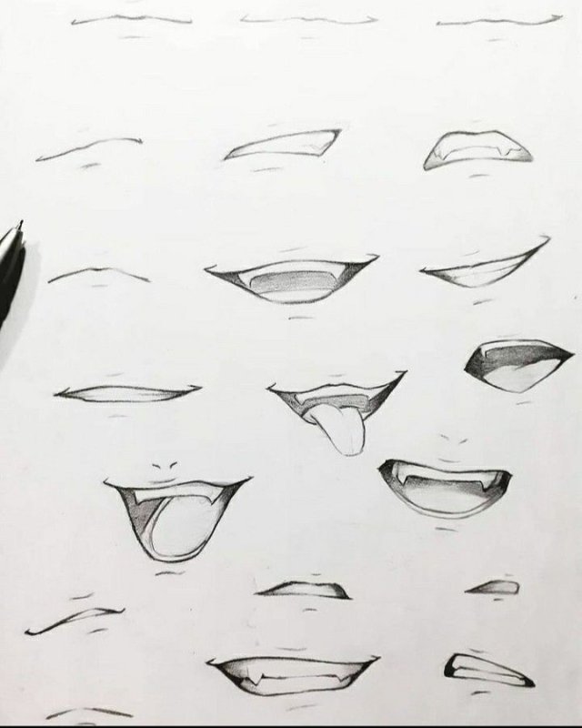 Рисовка рта аниме
