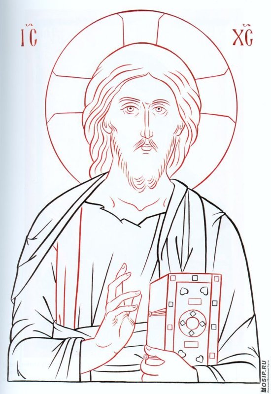 Икона Христа прорись