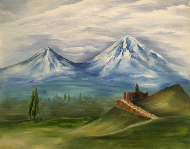 Гора Арарат хор Вирап живопись