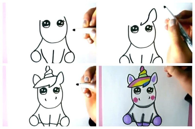 Поэтапное рисование единорога