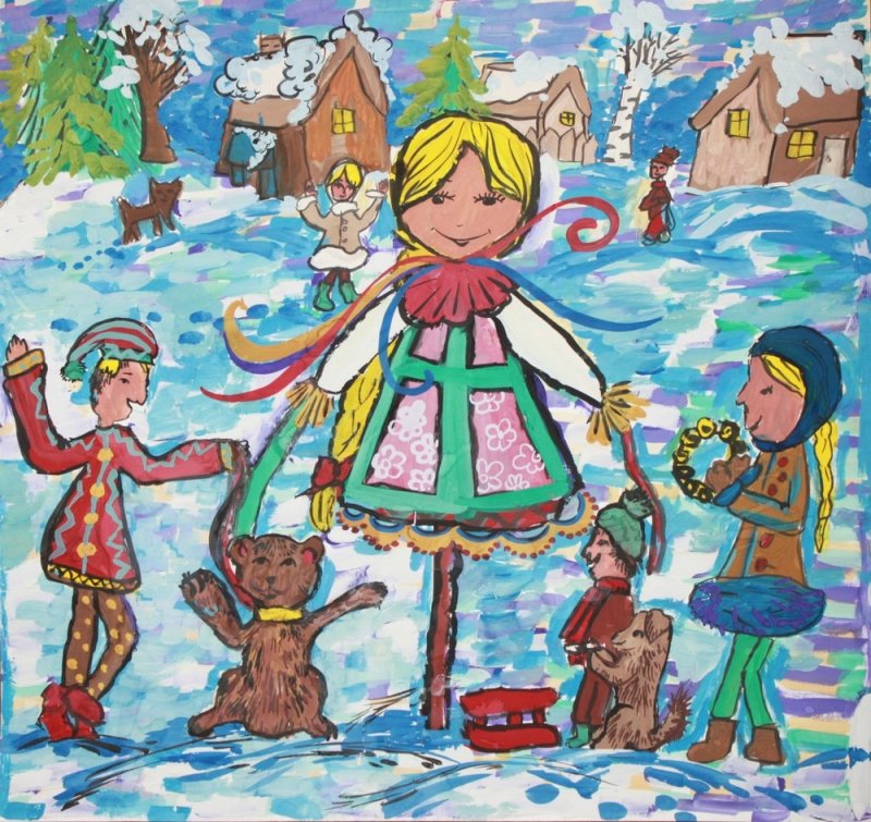 Масленица детские рисунки