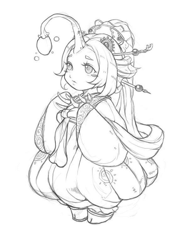 Girl Monster Pencil Art