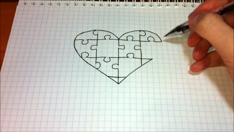 объемное сердечко по клеточкам