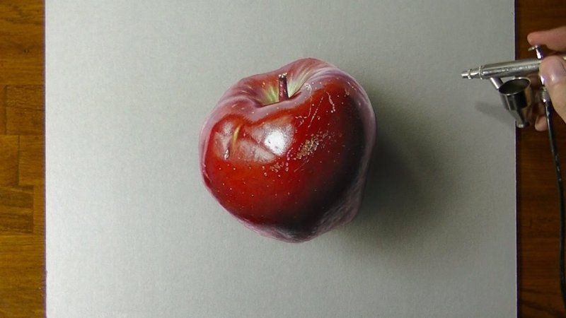 Яблоко цветными карандашами