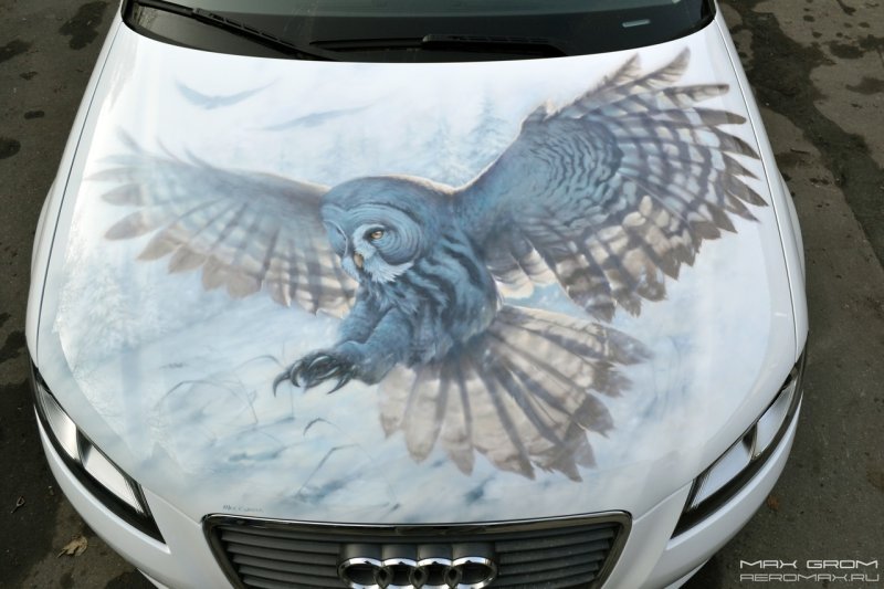 Аэрография на капоте авто