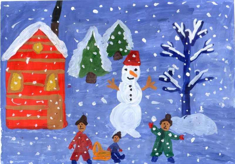 зима рисунки