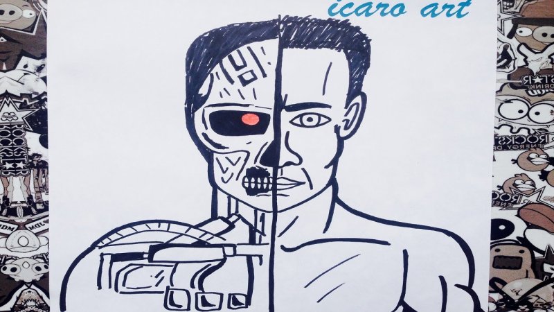 Терминатор рисунок легкий