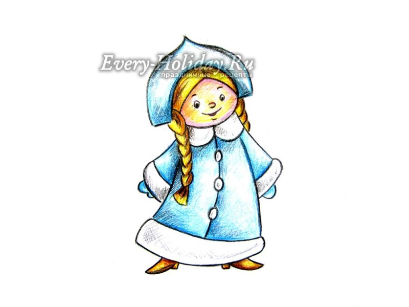 Рисунок Снегурочки для детей
