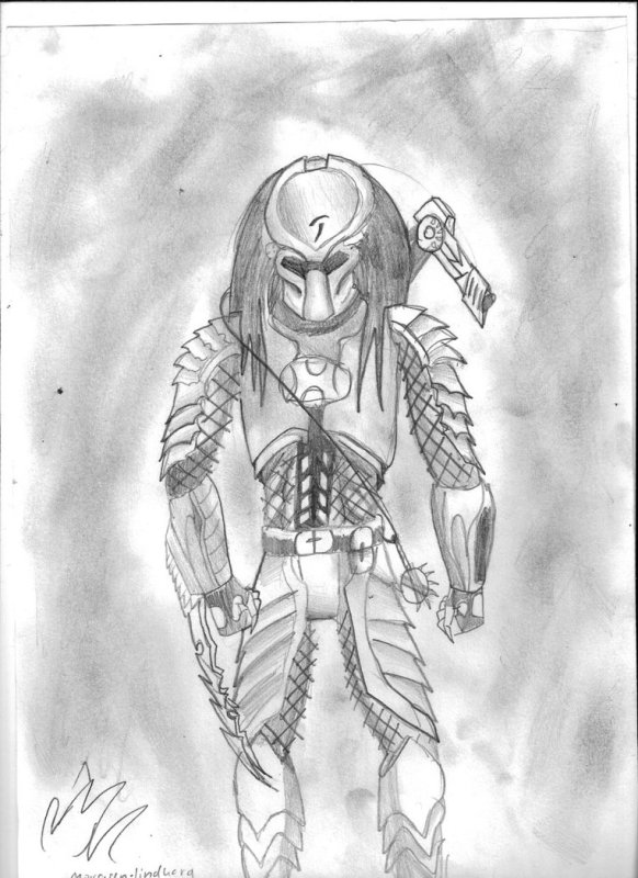 Чужой против хищника карандашом