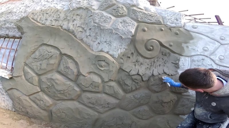 Штукатурка цоколя под камень