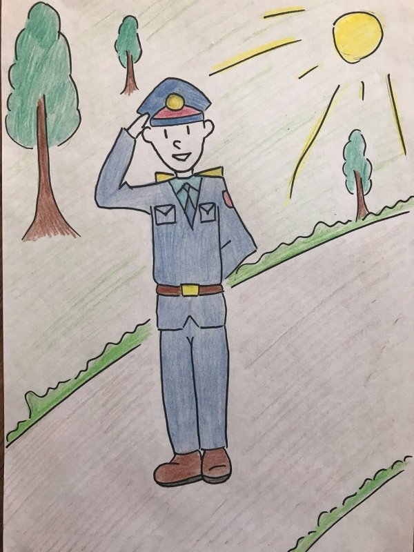 Рисунок милиционера для детей