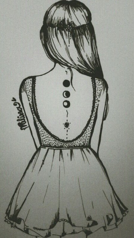 Девушка со спины рисунок