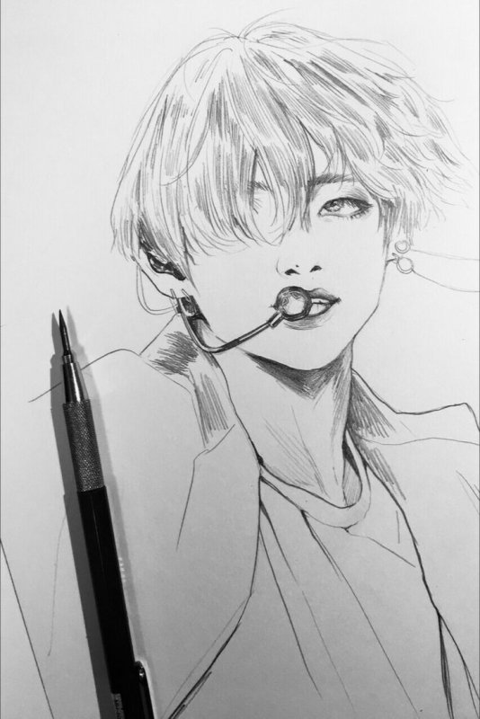 BTS рисунки Тэхен
