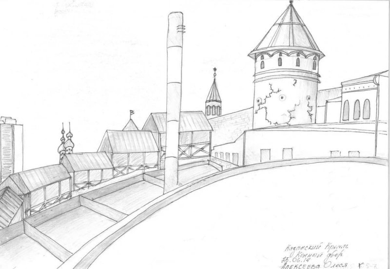 Казань рисунок карандашом