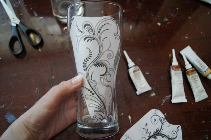 роспись бокалов контуром по стеклу